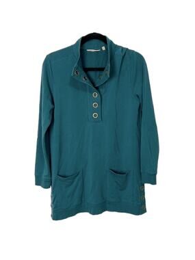 Soft Surroundings teal long sleeve tunic top women’s size small